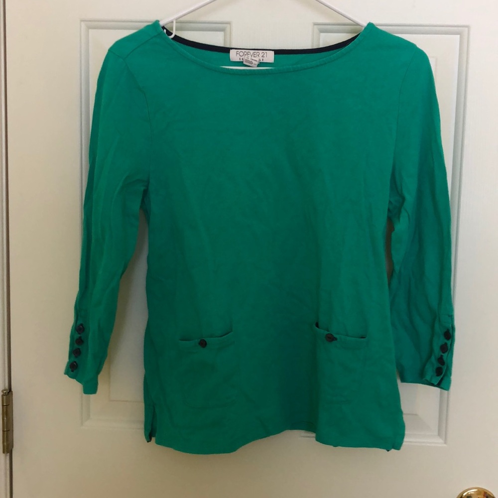 Teal quarter length sleeve top